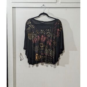 Geometric Print Dolman Crop Top - Limonata